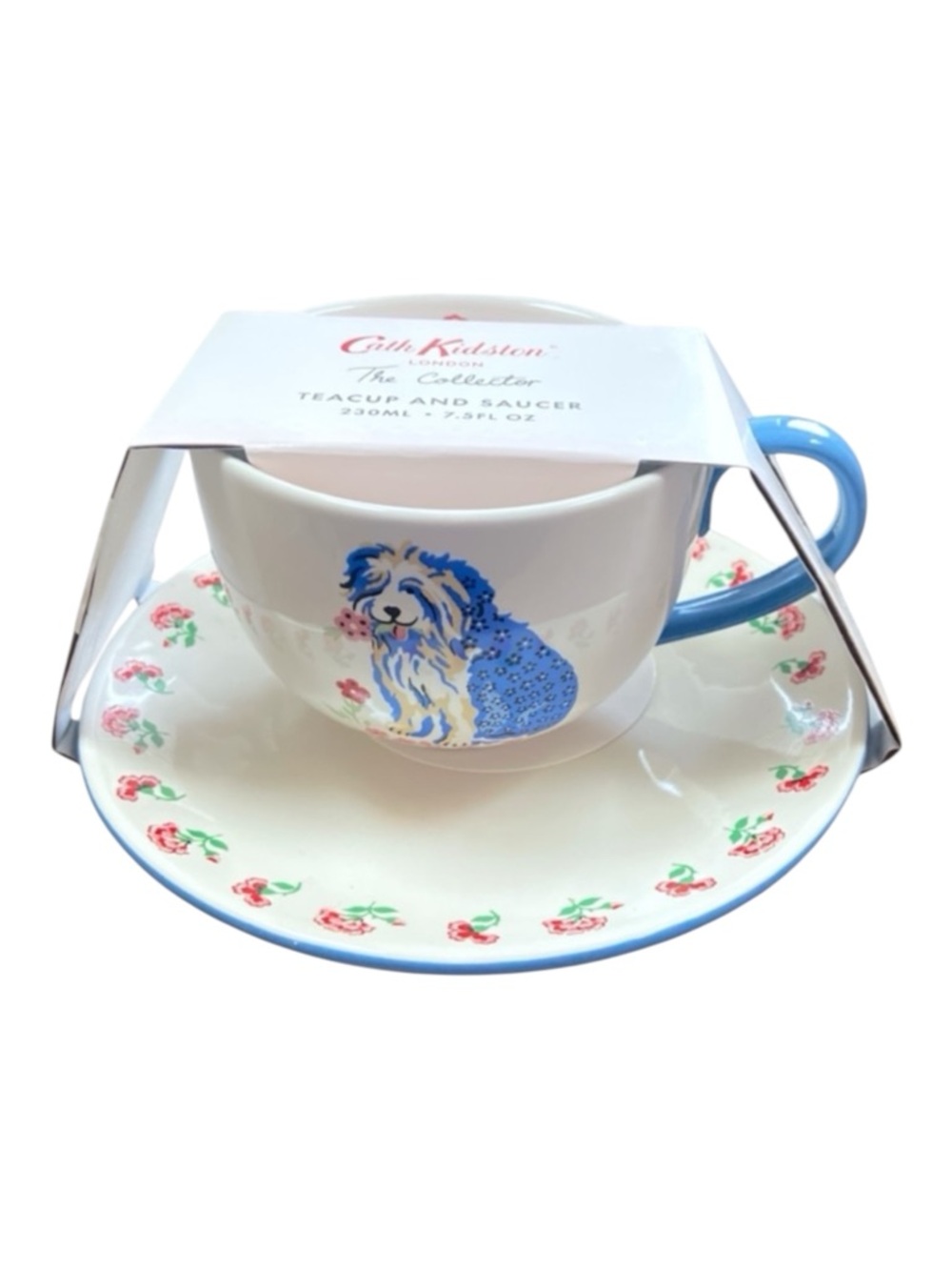 Cath Kidston London The Collector Teacup & Saucer Shaggy Sheep Dog Floral Boho‎